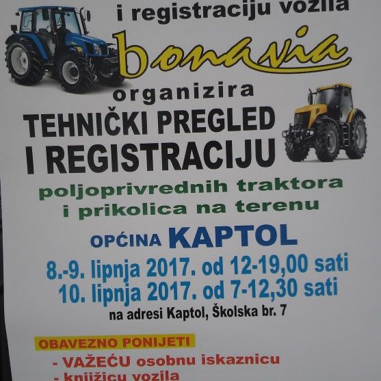 Registracija Traktora 2017 G Udruga Vinogradara Vinara I Vocara Opcine Kaptol